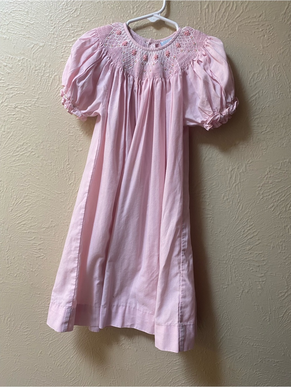 Pink Smocked Puff Sleeve Dress
